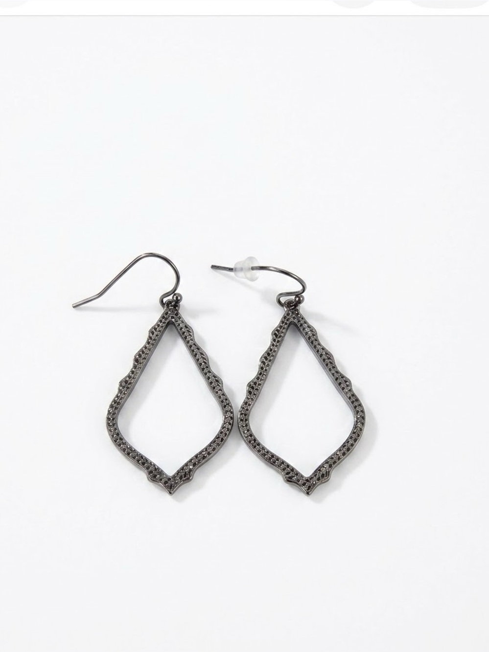 Kendra Scott Black Open Filigree Diamond Drop Earrings